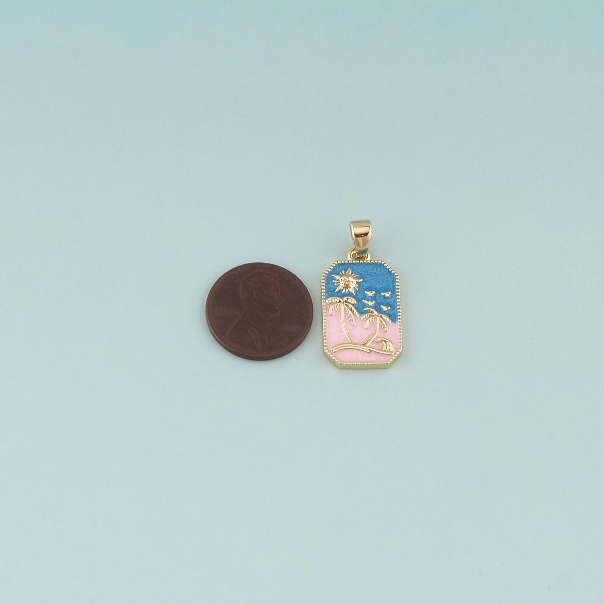 18K Gold Filled Enamel Tree Charm Pendant for Jewelry Making