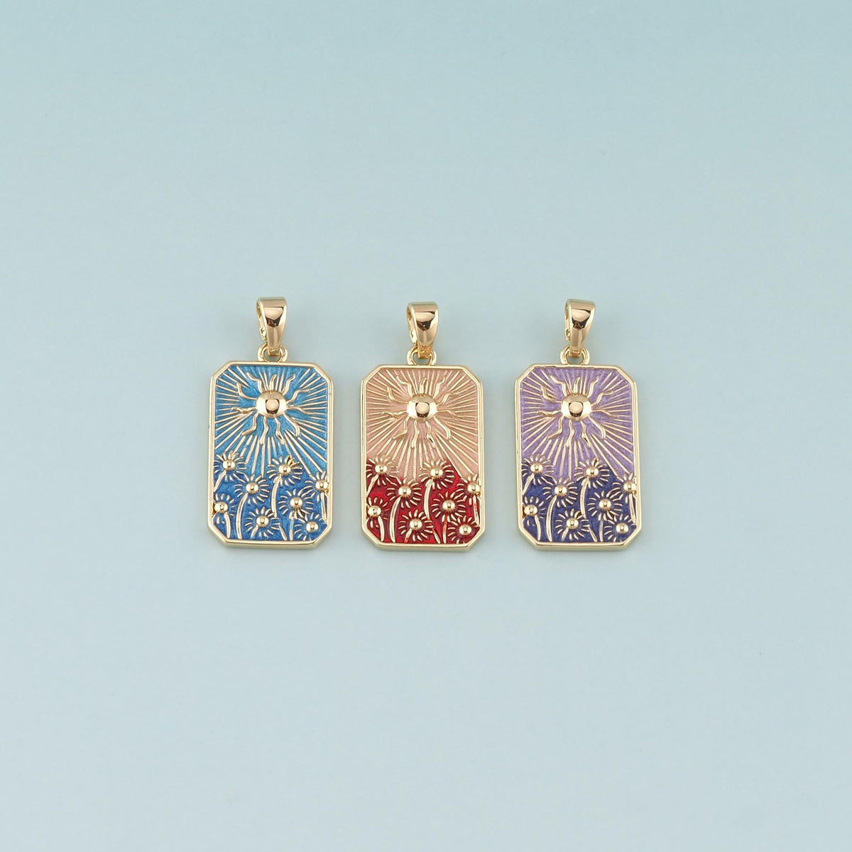 Gold Sun Charms,18K Gold Filled Sun Pendant,Enamel Celestial Charm Bracelet Necklace for DIY Jewelry Making Supply