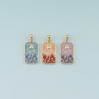Gold Sun Charms,18K Gold Filled Sun Pendant,Enamel Celestial Charm Bracelet Necklace for DIY Jewelry Making Supply