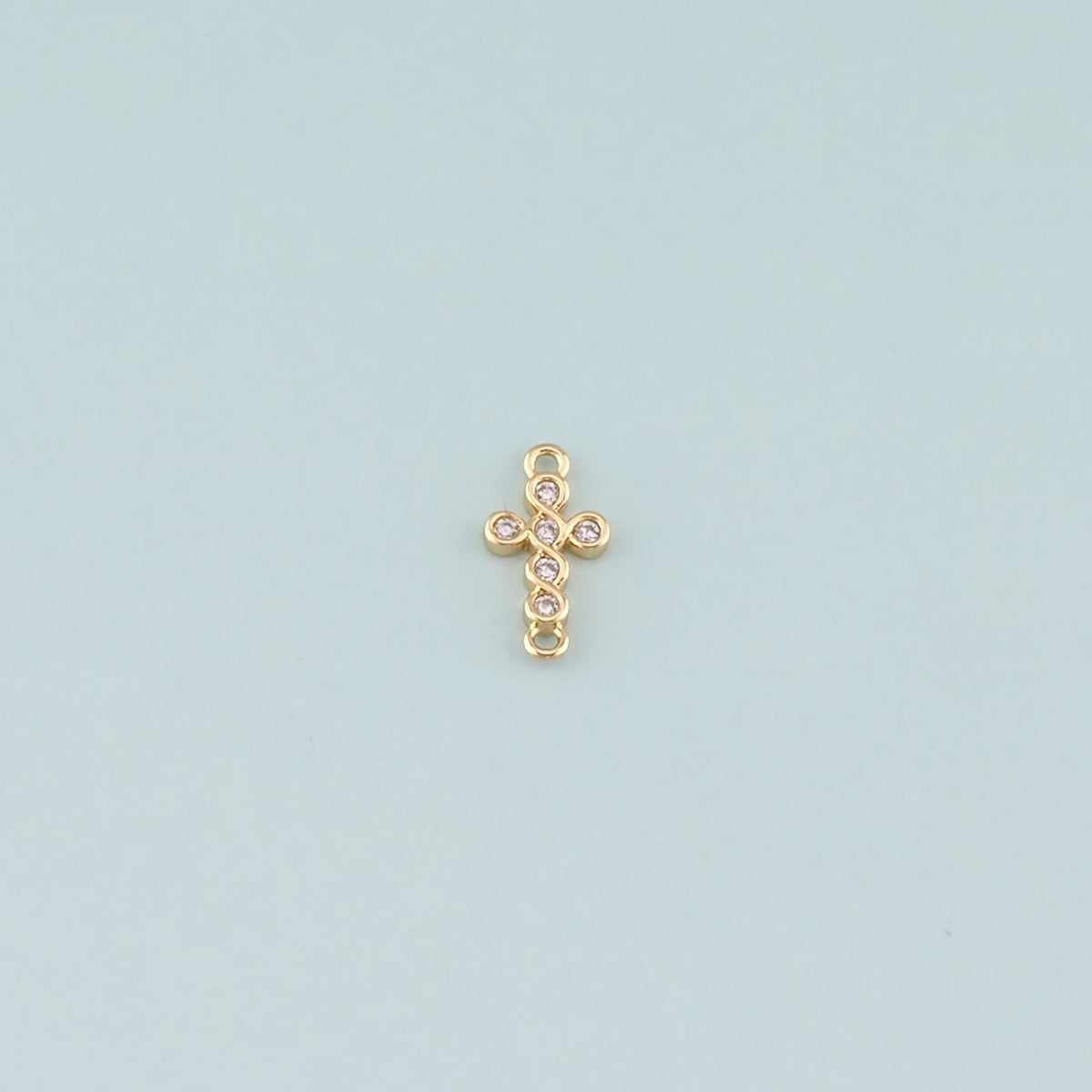 Gold Cross Connector,18K Gold Filled Cross Pendant,CZ Micro Pave Religion Charm Bracelet Necklace for DIY Jewelry Making Supp