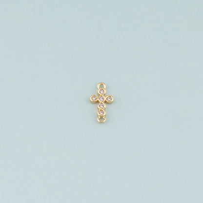 Gold Cross Connector,18K Gold Filled Cross Pendant,CZ Micro Pave Religion Charm Bracelet Necklace for DIY Jewelry Making Supp
