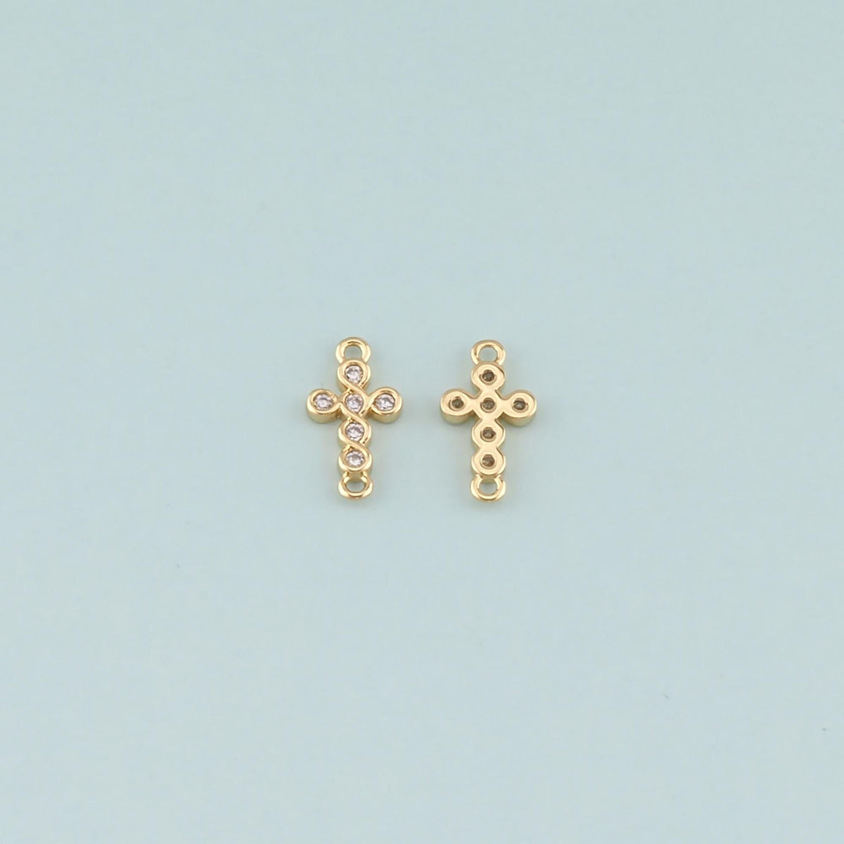 Gold Cross Connector,18K Gold Filled Cross Pendant,CZ Micro Pave Religion Charm Bracelet Necklace for DIY Jewelry Making Supp