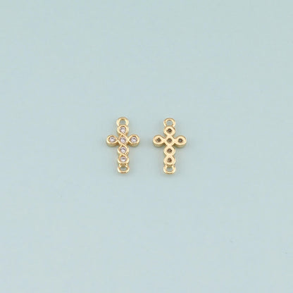 Gold Cross Connector,18K Gold Filled Cross Pendant,CZ Micro Pave Religion Charm Bracelet Necklace for DIY Jewelry Making Supp