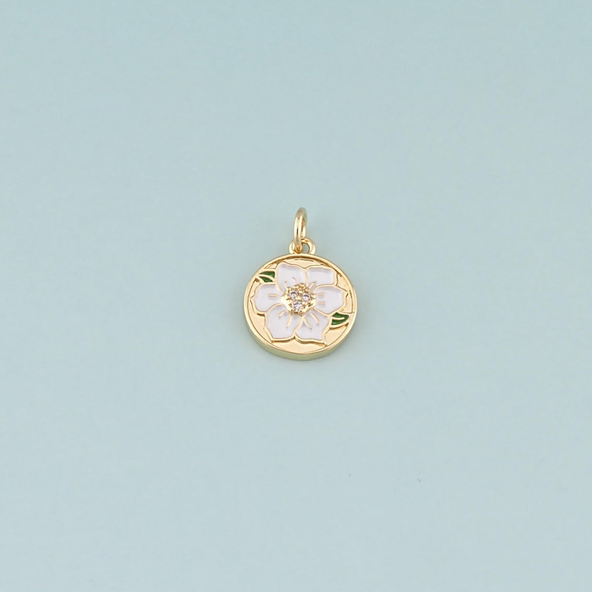 Gold Flower Charms,18K Gold Filled Flower Pendant,Enamel Flower Charm Bracelet Necklace for DIY Jewelry Making Supply