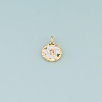 Gold Flower Charms,18K Gold Filled Flower Pendant,Enamel Flower Charm Bracelet Necklace for DIY Jewelry Making Supply