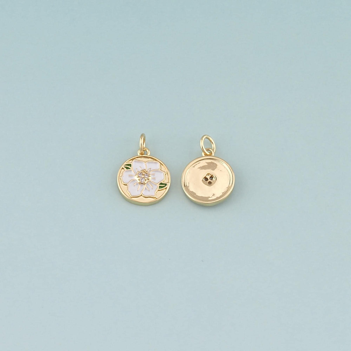 Gold Flower Charms,18K Gold Filled Flower Pendant,Enamel Flower Charm Bracelet Necklace for DIY Jewelry Making Supply