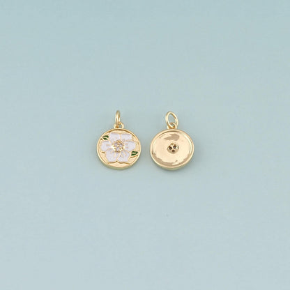 Gold Flower Charms,18K Gold Filled Flower Pendant,Enamel Flower Charm Bracelet Necklace for DIY Jewelry Making Supply