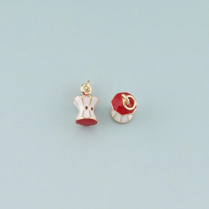 Gold Apple Charms,18K Gold Filled Apple Pendant,Enamel Fruit Charm Bracelet Necklace for DIY Jewelry Making Supply