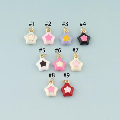 18K Gold Filled Star Enamel Charm Pendant for Jewelry Making