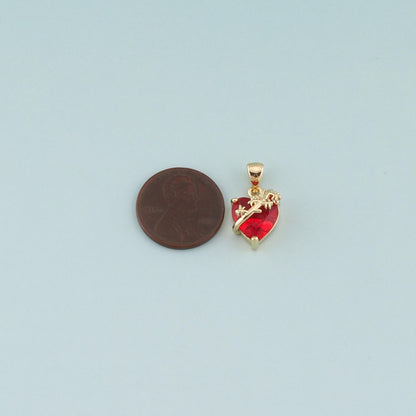 18K Gold Filled Heart Charm Pendant for Jewelry Making