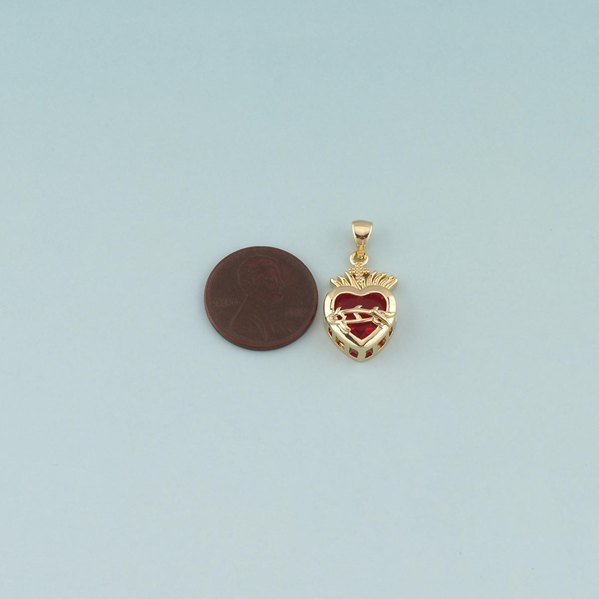 Gold Heart Charms,18K Gold Filled Sacred Heart Pendant,Dainty Religion Charm Bracelet Necklace for DIY Jewelry Making Supply