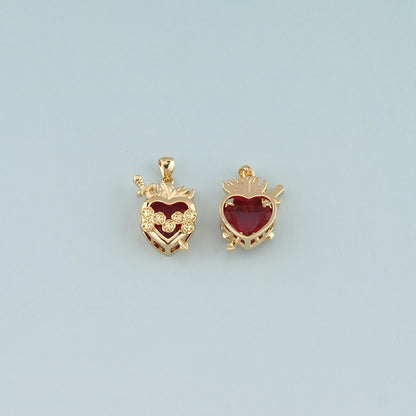 Gold Heart Charms,18K Gold Filled Sacred Heart Pendant,Dainty Religion Charm Bracelet Necklace for DIY Jewelry Making Supply