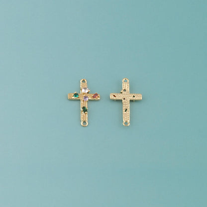18K Gold Filled Cross CZ Charm Pendant for Jewelry Making