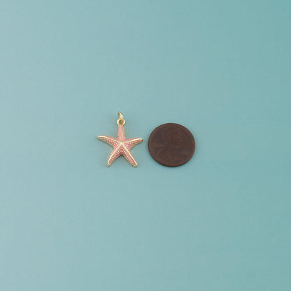 Gold Starfish Charms,18K Gold Filled Sea Star Pendant,Enamel Starfish Charm Bracelet Necklace for DIY Jewelry Making Supply