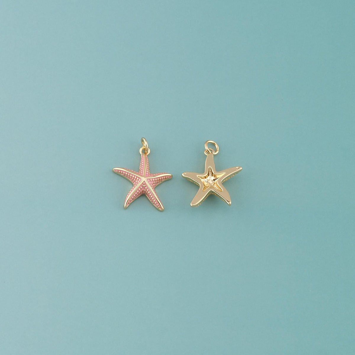Gold Starfish Charms,18K Gold Filled Sea Star Pendant,Enamel Starfish Charm Bracelet Necklace for DIY Jewelry Making Supply