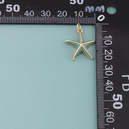 Gold Starfish Charms,18K Gold Filled Sea Star Pendant,Enamel Starfish Charm Bracelet Necklace for DIY Jewelry Making Supply