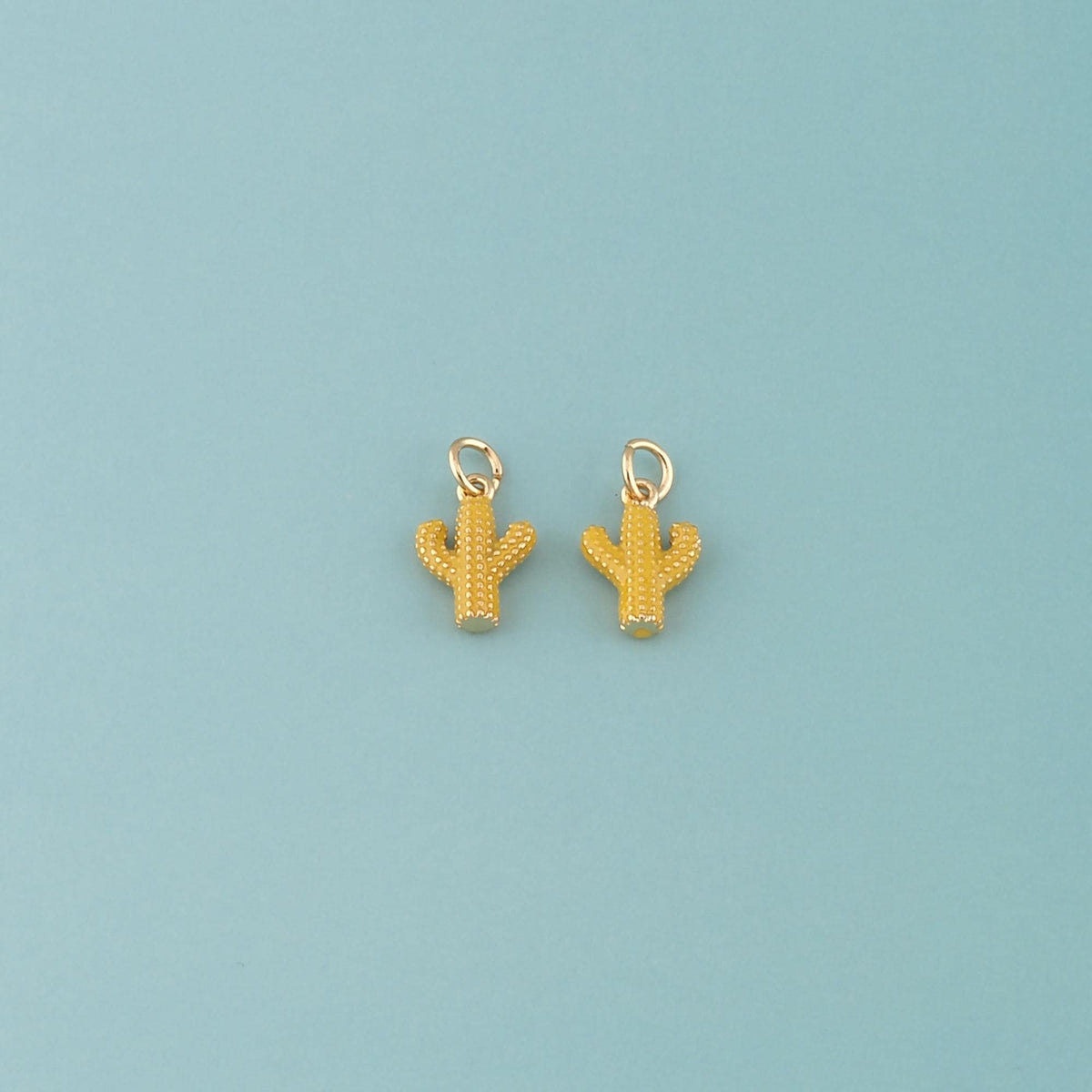 Gold Cactus Charms,18K Gold Filled Cactus Pendant,Enamel Desert Charm Bracelet Necklace for DIY Jewelry Making Supply