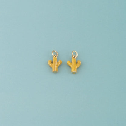 Gold Cactus Charms,18K Gold Filled Cactus Pendant,Enamel Desert Charm Bracelet Necklace for DIY Jewelry Making Supply