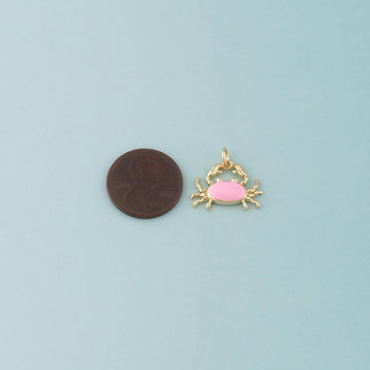 Gold Marine Life Charms,18K Gold Filled Crab Pendant,Enamel Crab Charms Bracelet Necklace for DIY Jewelry Making Supply