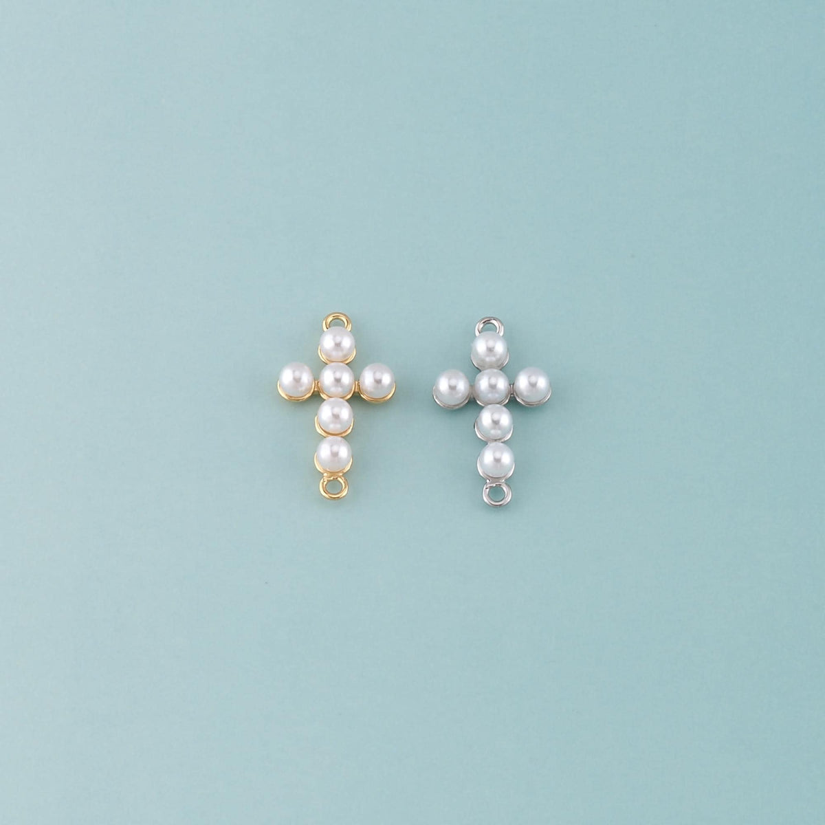 18K Gold Filled Pearl Cross Connector for Jewelry Making