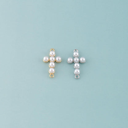 18K Gold Filled Pearl Cross Connector for Jewelry Making