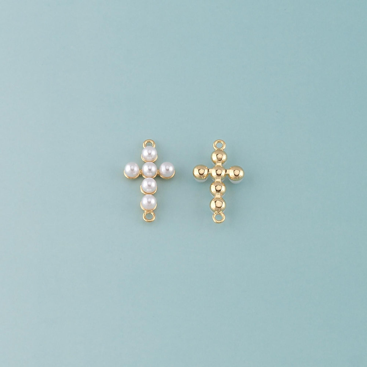 18K Gold Filled Pearl Cross Connector for Jewelry Making