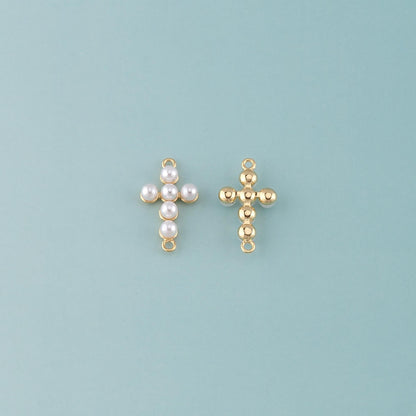 18K Gold Filled Pearl Cross Connector for Jewelry Making