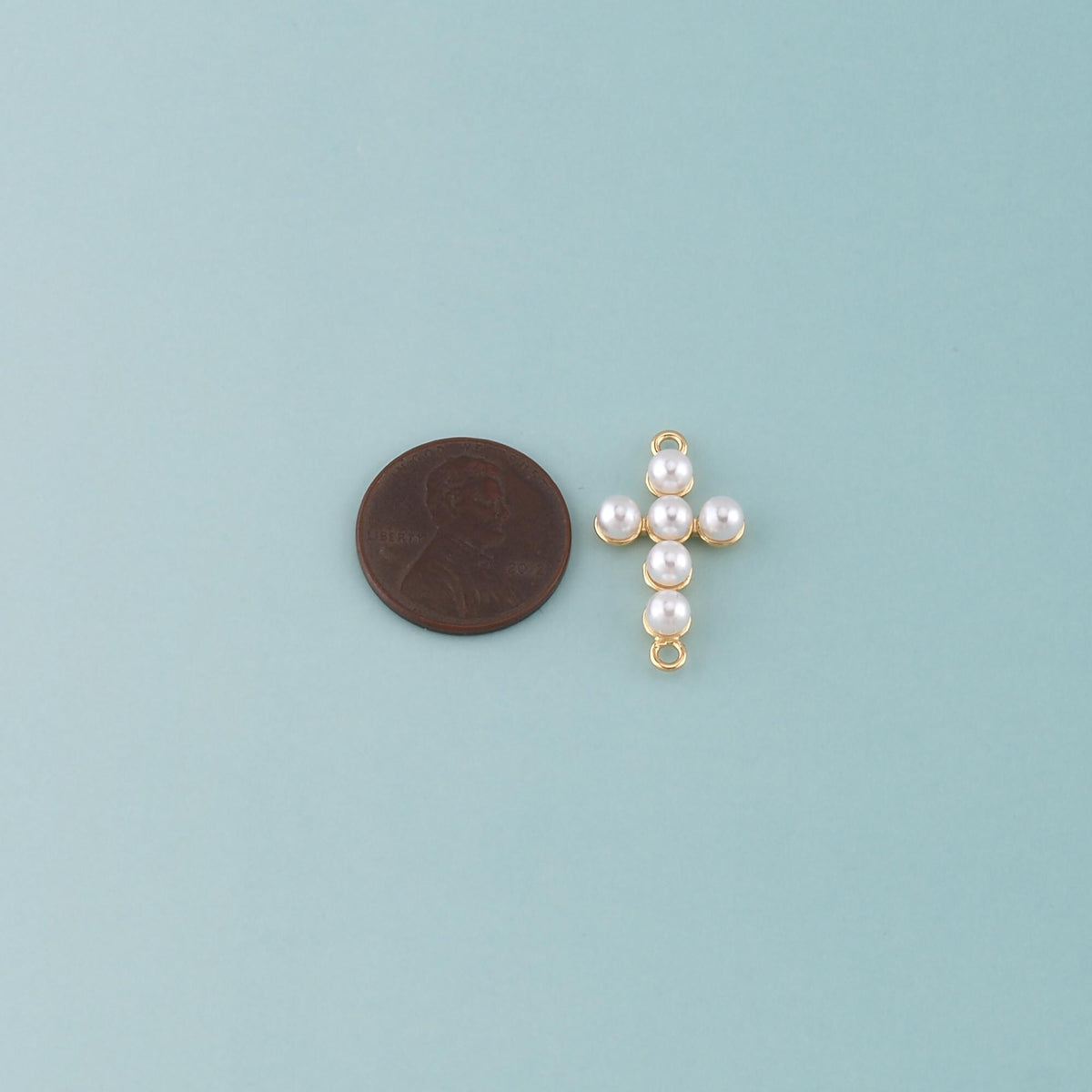 18K Gold Filled Pearl Cross Connector for Jewelry Making