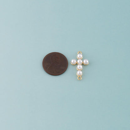 18K Gold Filled Pearl Cross Connector for Jewelry Making