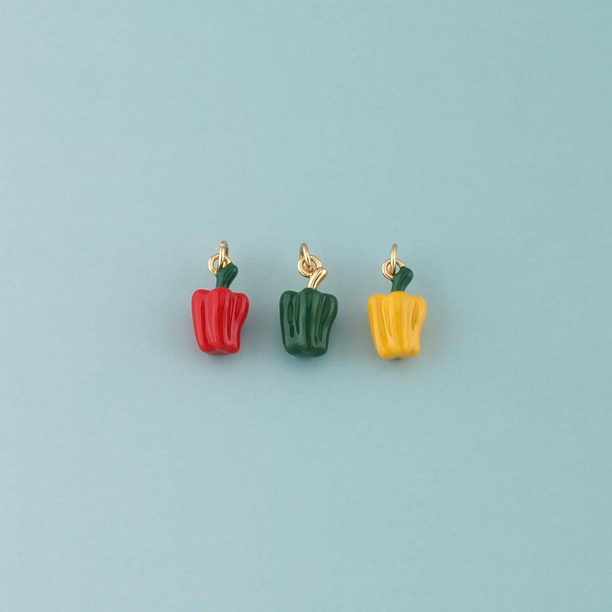 Gold Bell Pepper Charms,18K Gold Filled Enamel Bell Pepper Pendant,Kawaii Charm Bracelet Necklace for DIY Jewelry Making Supp