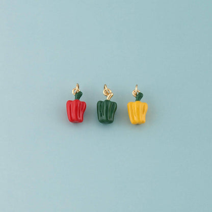Gold Bell Pepper Charms,18K Gold Filled Enamel Bell Pepper Pendant,Kawaii Charm Bracelet Necklace for DIY Jewelry Making Supp