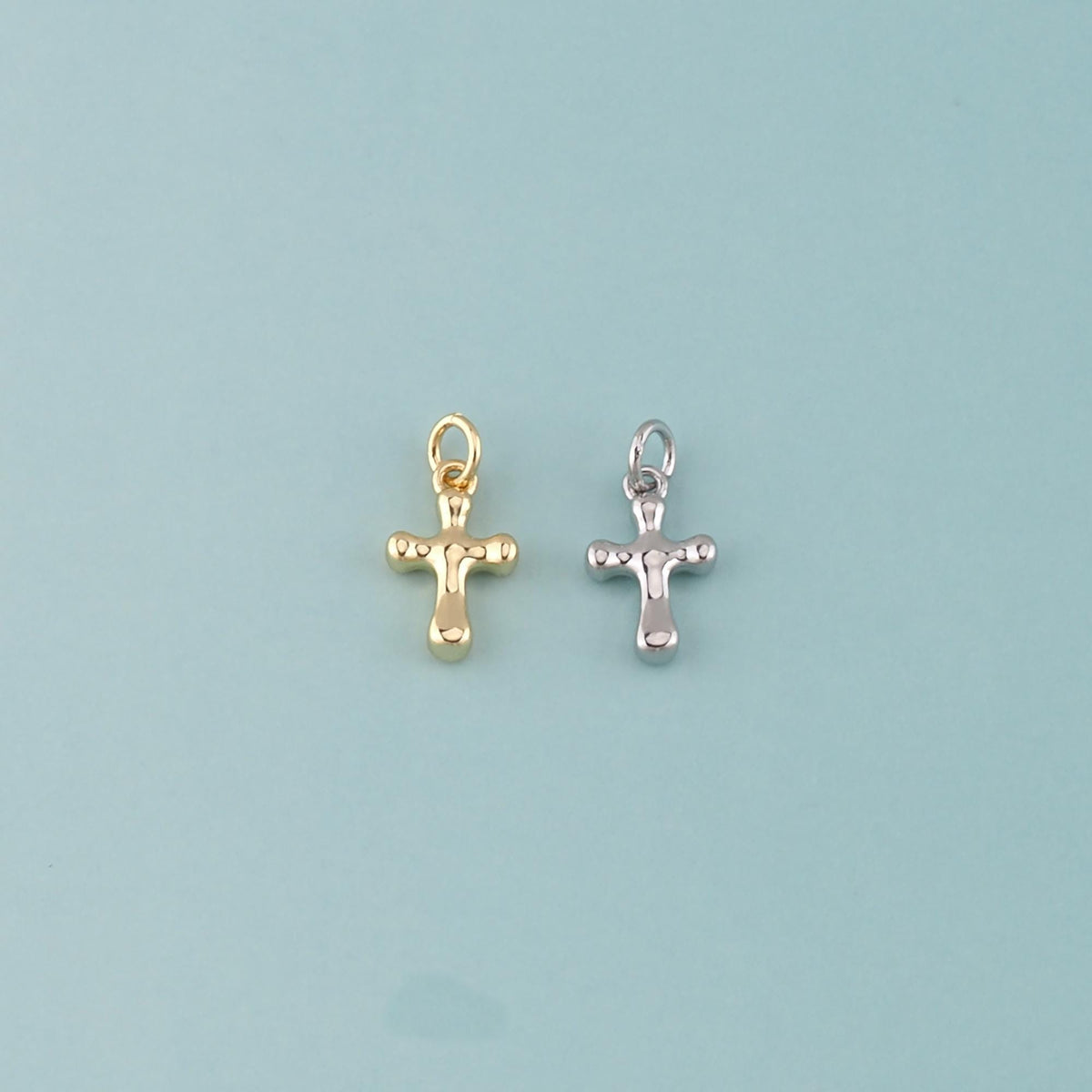 Gold Cross Charms,18K Gold Filled Cross Pendant,Religion Charm Bracelet Necklace for DIY Jewelry Making Supply