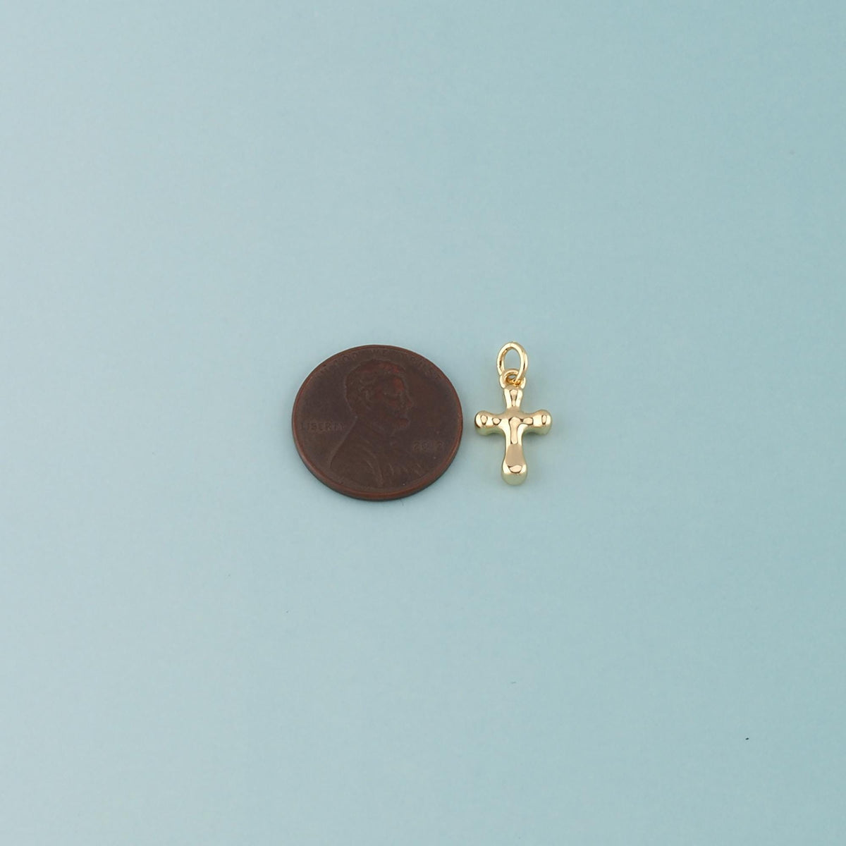 Gold Cross Charms,18K Gold Filled Cross Pendant,Religion Charm Bracelet Necklace for DIY Jewelry Making Supply