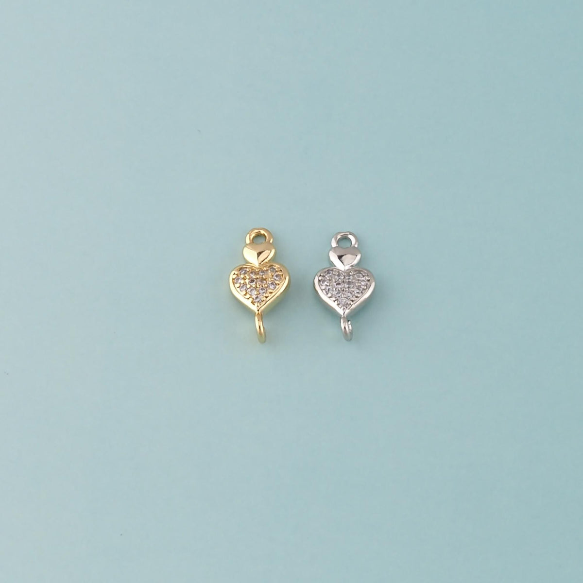 18K Gold Filled Heart CZ Charm Pendant for Jewelry Making