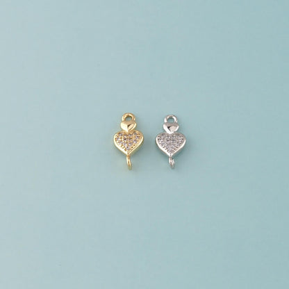 18K Gold Filled Heart CZ Charm Pendant for Jewelry Making
