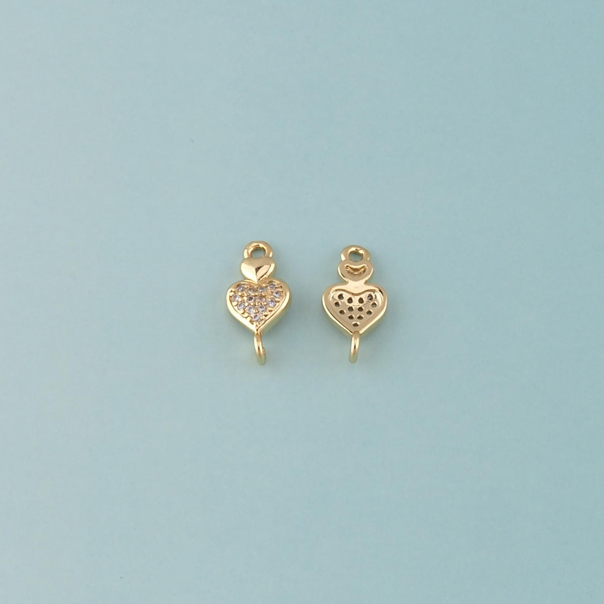 18K Gold Filled Heart CZ Charm Pendant for Jewelry Making