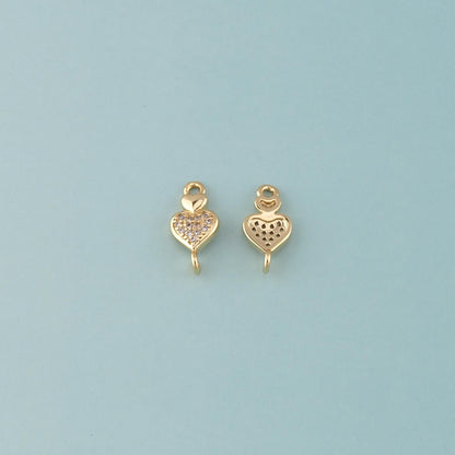 18K Gold Filled Heart CZ Charm Pendant for Jewelry Making