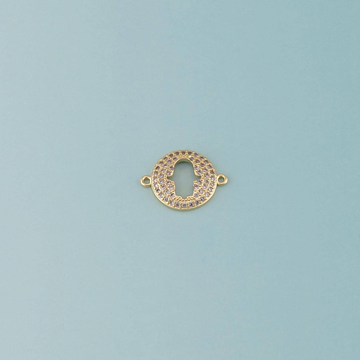 18K Gold Filled Hamsa CZ Charm Pendant for Jewelry Making