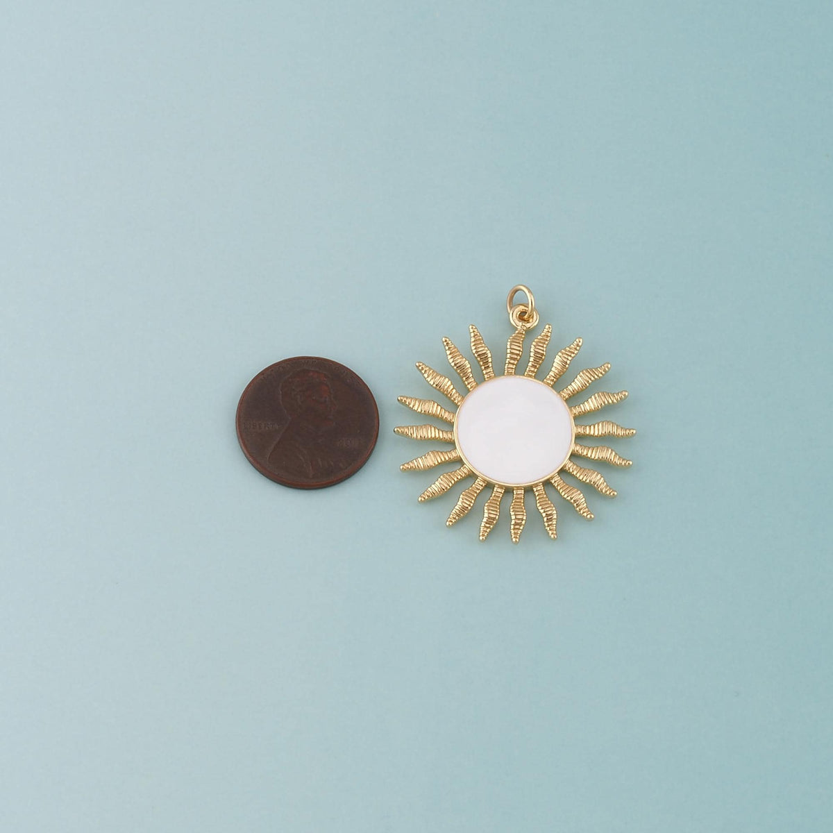 Gold Sun Charms,18K Gold Filled Sun Pendant,Enamel Celestial Charm Bracelet Necklace for DIY Jewelry Making Supply