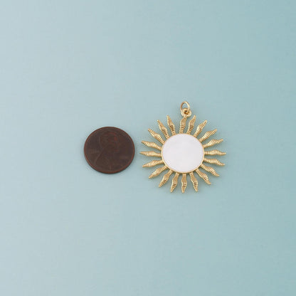 Gold Sun Charms,18K Gold Filled Sun Pendant,Enamel Celestial Charm Bracelet Necklace for DIY Jewelry Making Supply