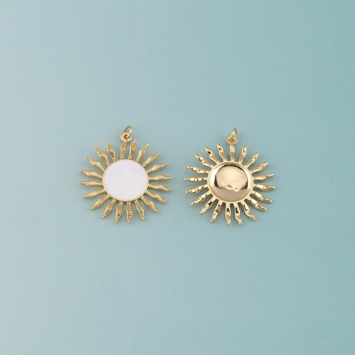 Gold Sun Charms,18K Gold Filled Sun Pendant,Enamel Celestial Charm Bracelet Necklace for DIY Jewelry Making Supply