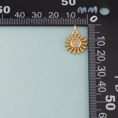 18K Gold Filled Sun CZ Charm Pendant for Jewelry Making