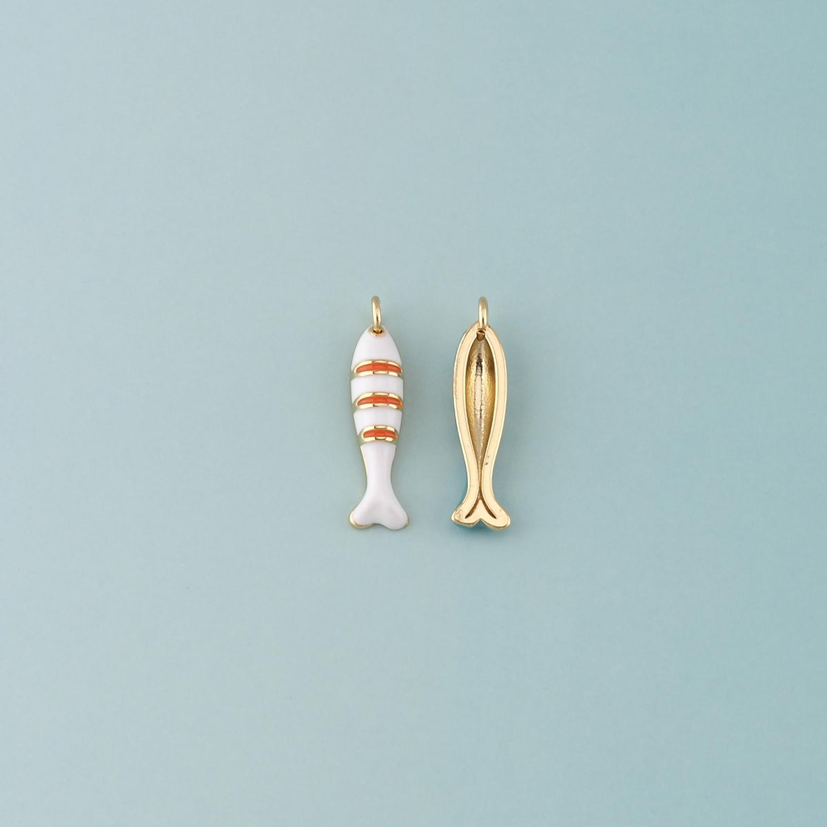 Gold Fish Charms,18K Gold Filled Fish Pendant,Enamel Ocean Charm Bracelet Necklace for DIY Jewelry Making Supply