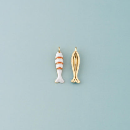 Gold Fish Charms,18K Gold Filled Fish Pendant,Enamel Ocean Charm Bracelet Necklace for DIY Jewelry Making Supply