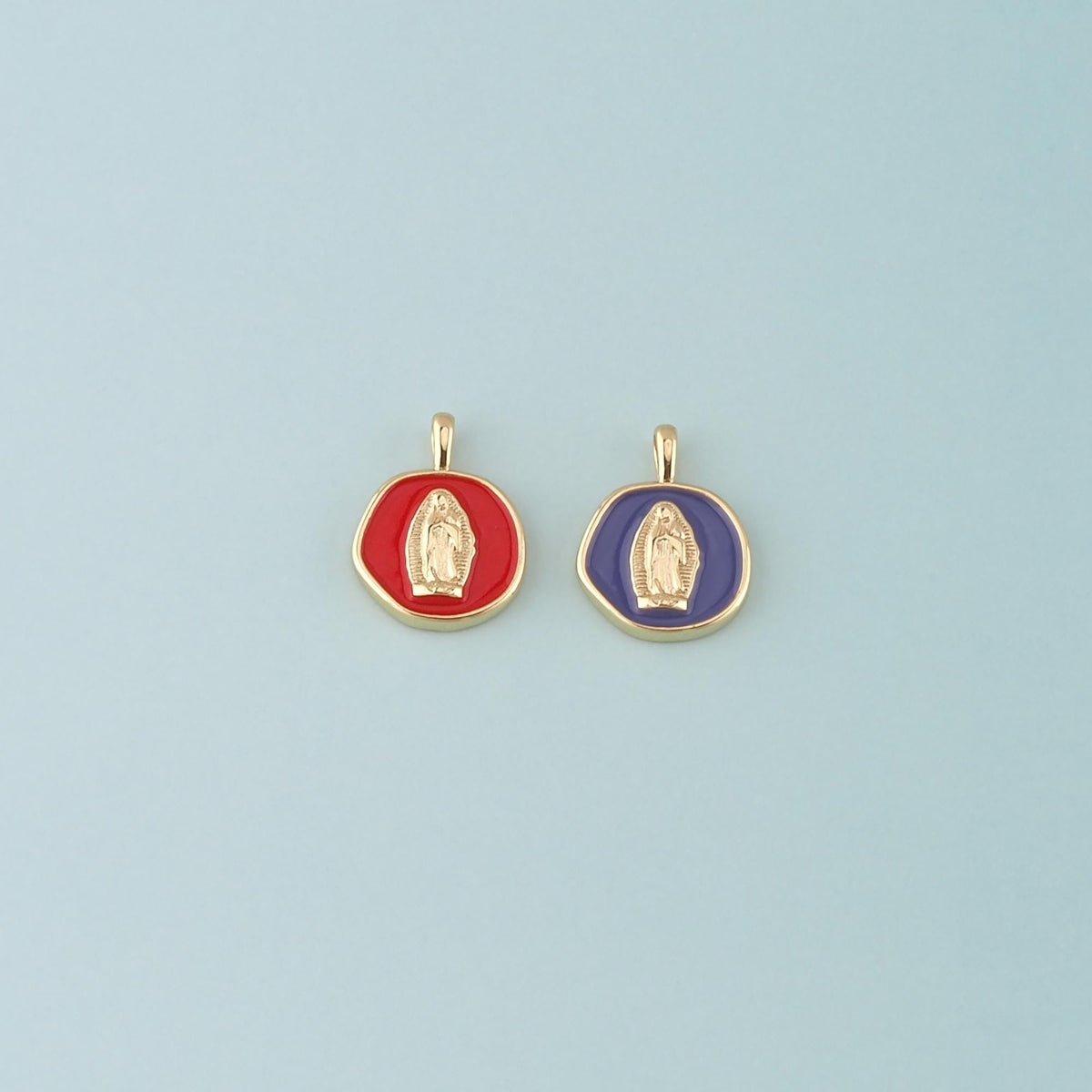 18K Gold Filled Virgin Mary Enamel Charm Pendant for Jewelry Making