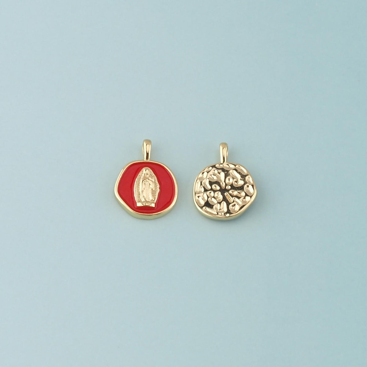 18K Gold Filled Virgin Mary Enamel Charm Pendant for Jewelry Making