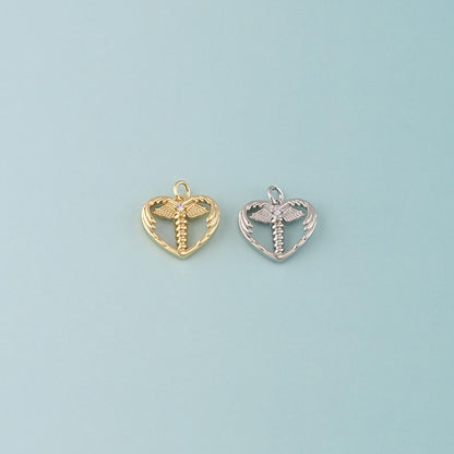 18K Gold Filled Heart CZ Charm Pendant for Jewelry Making