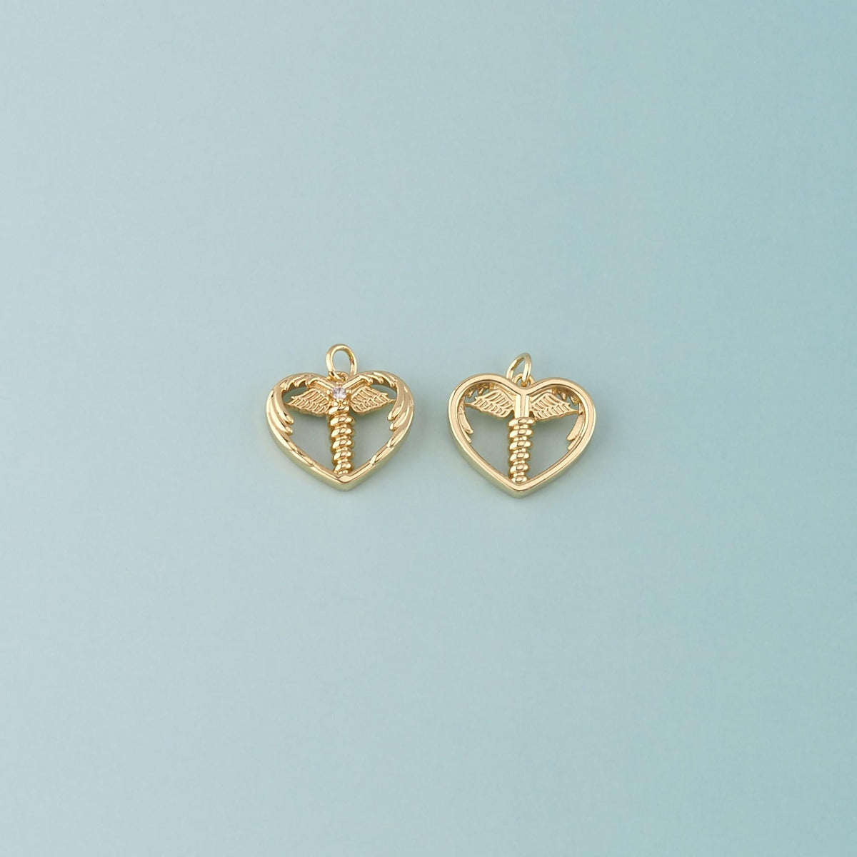 18K Gold Filled Heart CZ Charm Pendant for Jewelry Making