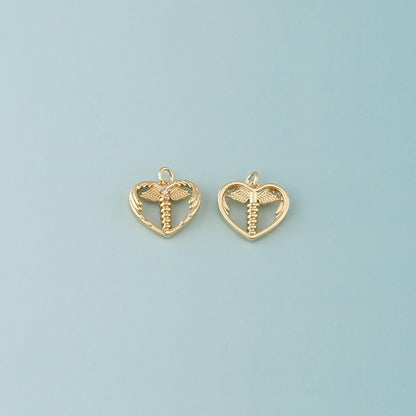 18K Gold Filled Heart CZ Charm Pendant for Jewelry Making