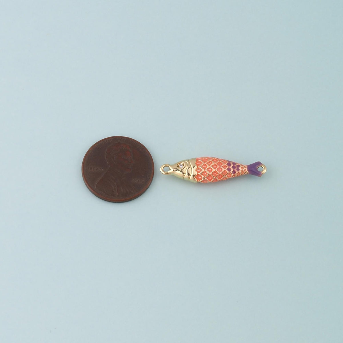 Gold Fish Connector,18K Gold Filled Fish Pendant,Enamel Ocean Charm Bracelet Necklace for DIY Jewelry Making Supply